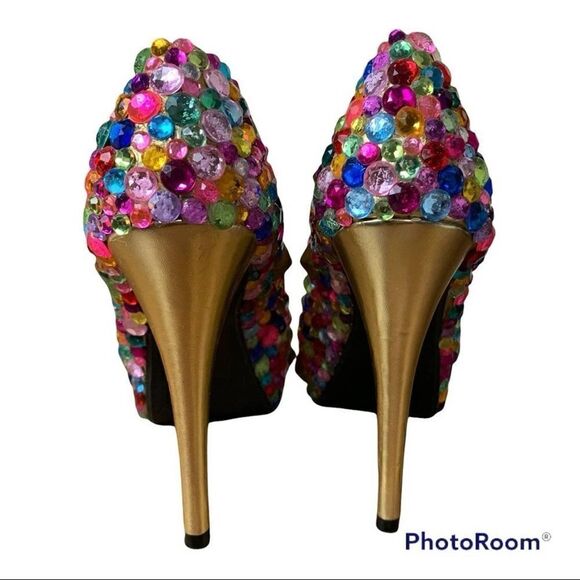 Haus of Price Women’s Size 7.5 Dazie Stilettos Multicolor Bling Designer Heels - Picture 4 of 16